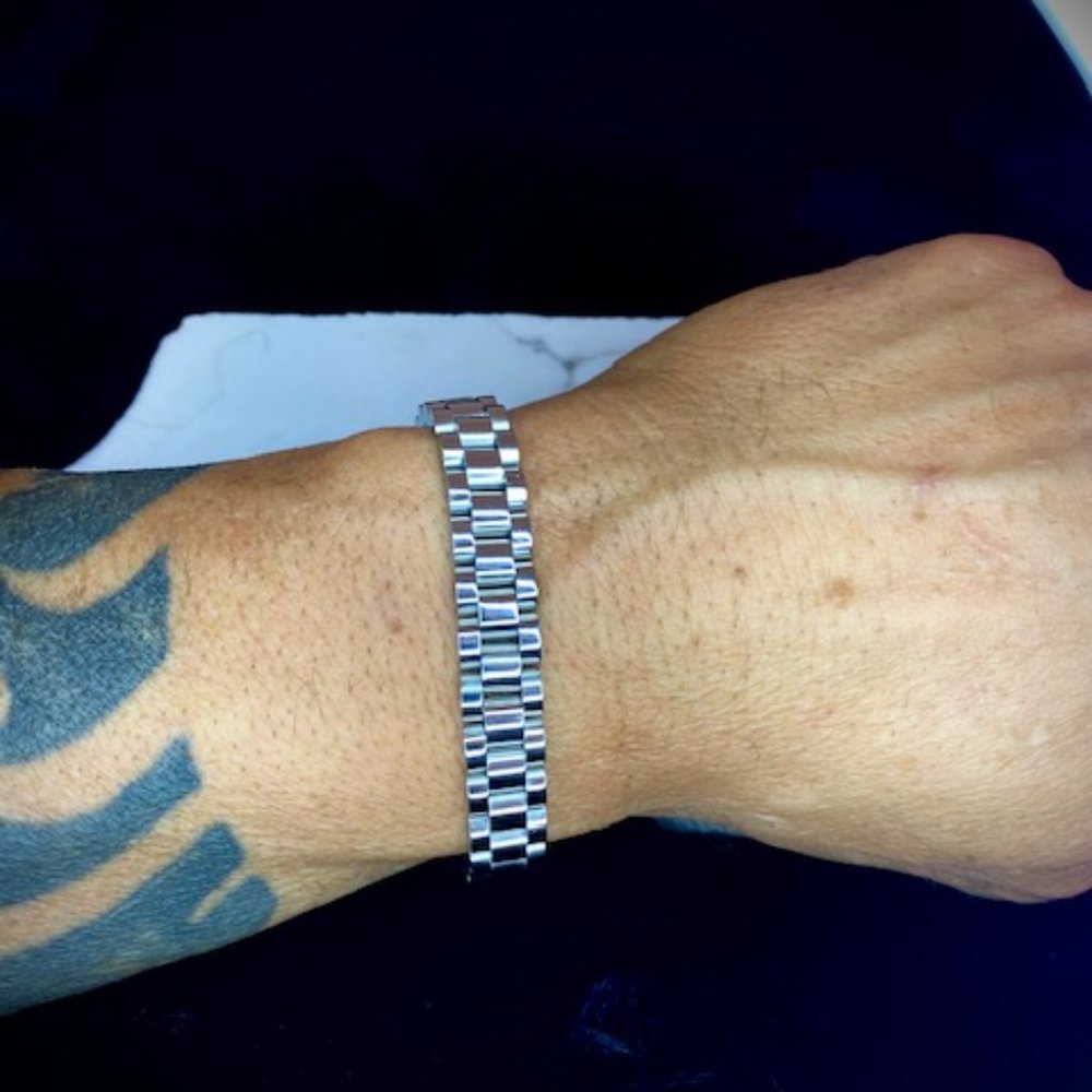 Unisex Silver Stainless Steel Cuban Link Bracelet 8" and 6" available